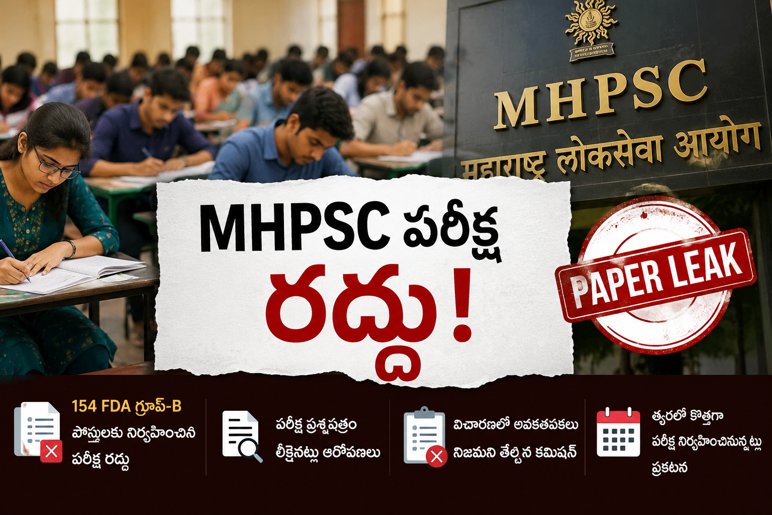 పేపర్ లీక్.. MHPSC పరీక్ష రద్దు!